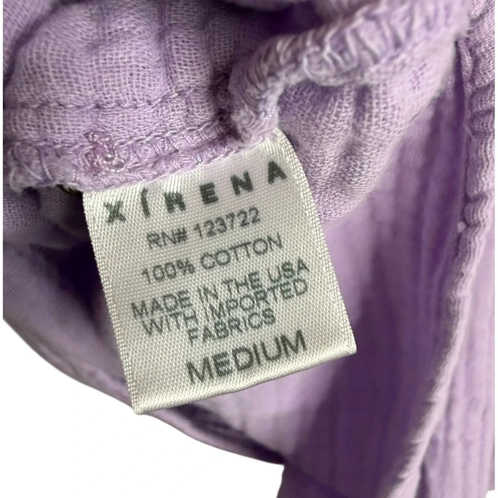 Xirena Top Womens Medium Purple Cotton Gauze Henley Ruffle Sleeve Blouse